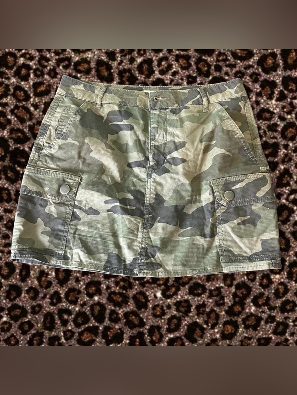 Garage Camouflage Cargo Mini Skirt - Green Camo